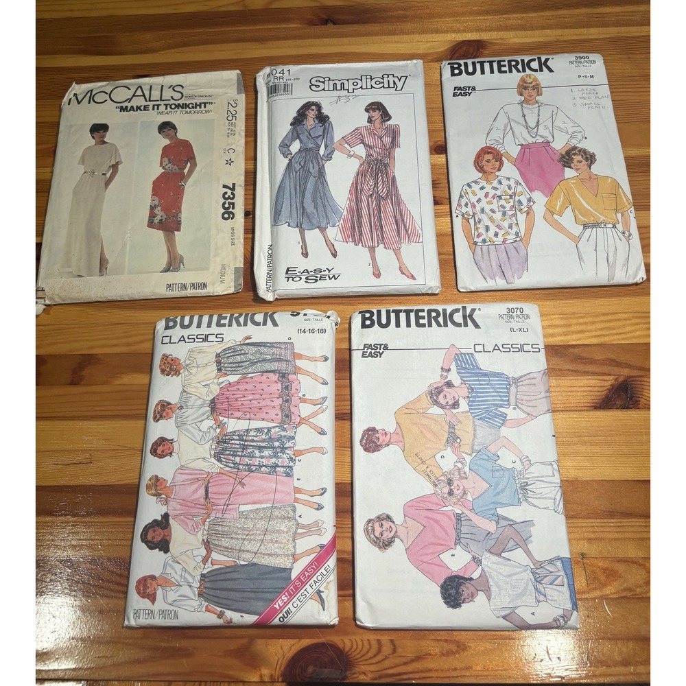 Vintage 1980s Sewing Patterns Lot of 5 - McCall's, Simplicity, Butterick - Retro - Picture 2 of 10